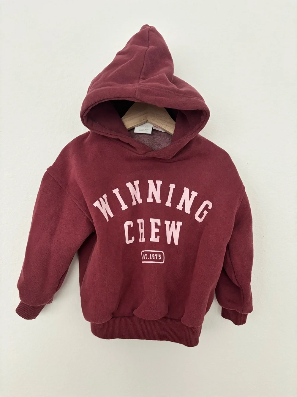 Zara Kids Burgundy 'Winning Crew' Hoodie 2T
